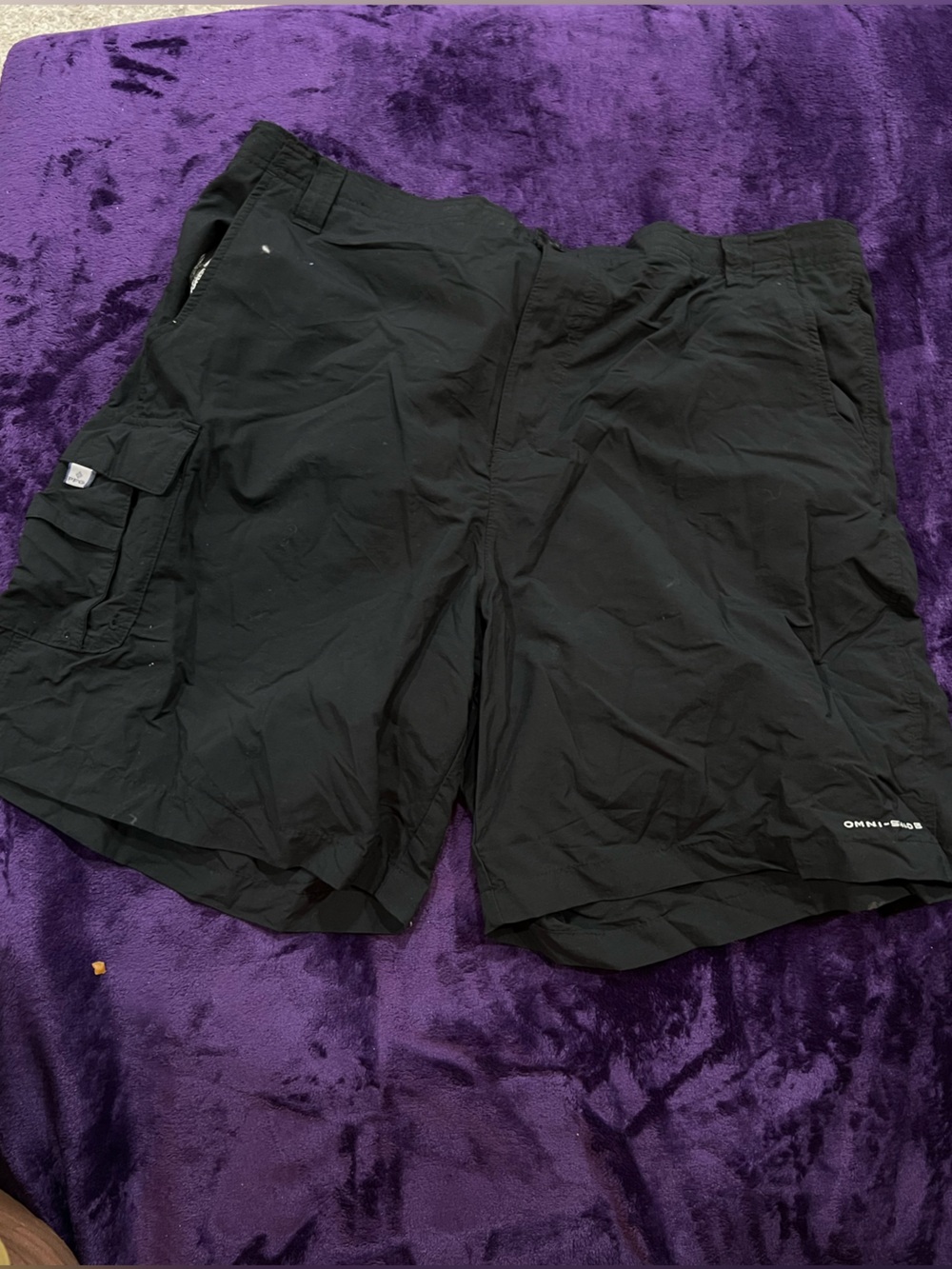 Columbia Men's Black Omni-Tech Shorts with Blue Tag Accent